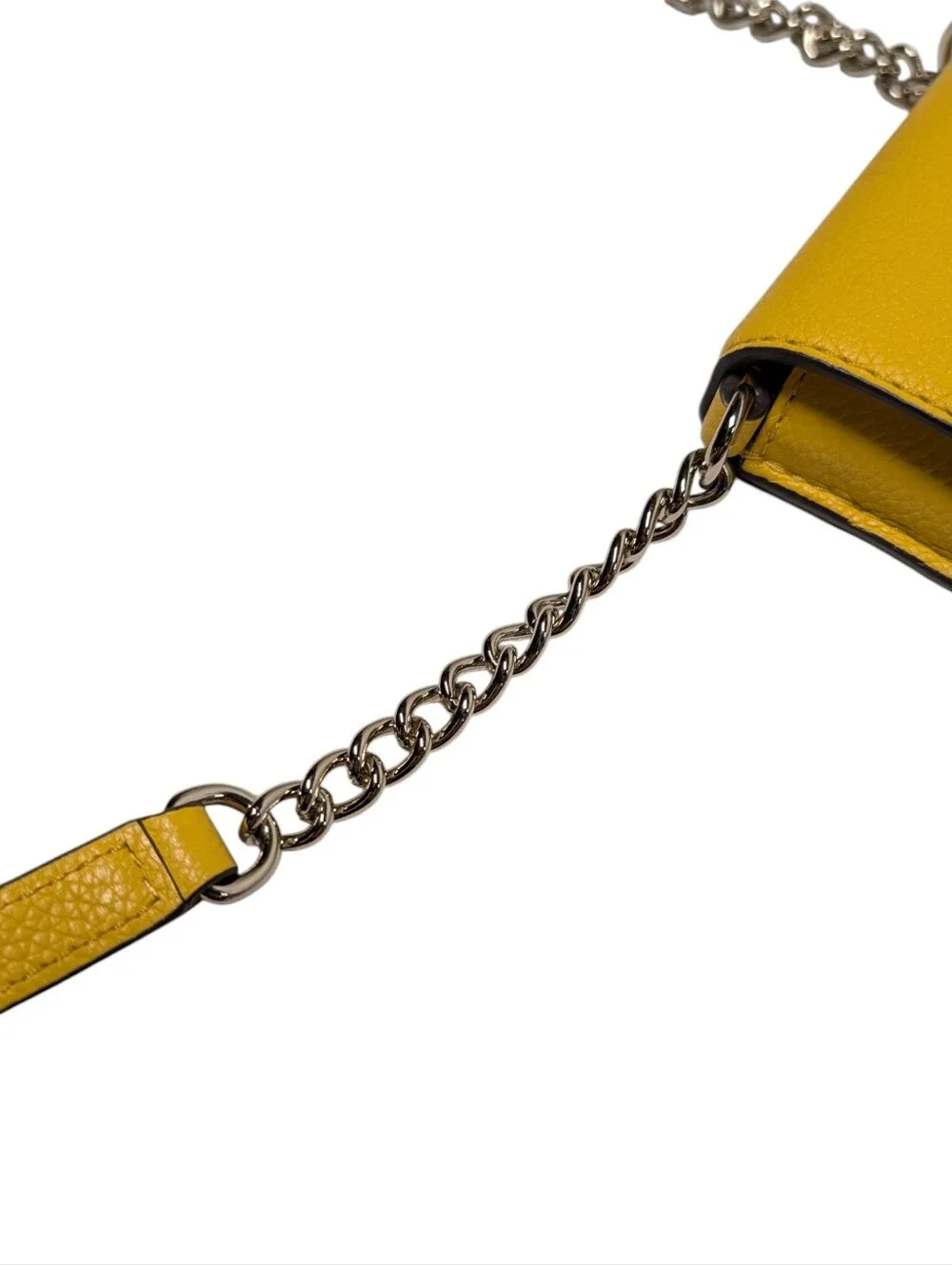 Kate Spade Yellow Phone Crossbody Bag Pebbled Leather Chain Strap NWOT